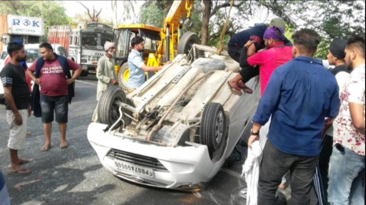 फगवाड़ा-होशियारपुर रोड पर हुआ सड़क हादसा, तीन कारें आपस में टकराई 