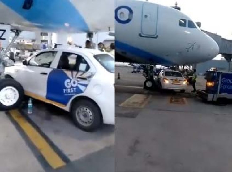 एयरपोर्ट पर प्लेन के आगे आई कार, टला हादसा, देखें वीडियो