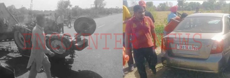 पंजाबः ट्रैक्टर ट्राली और कार की भयानक टक्कर में 3 घायल