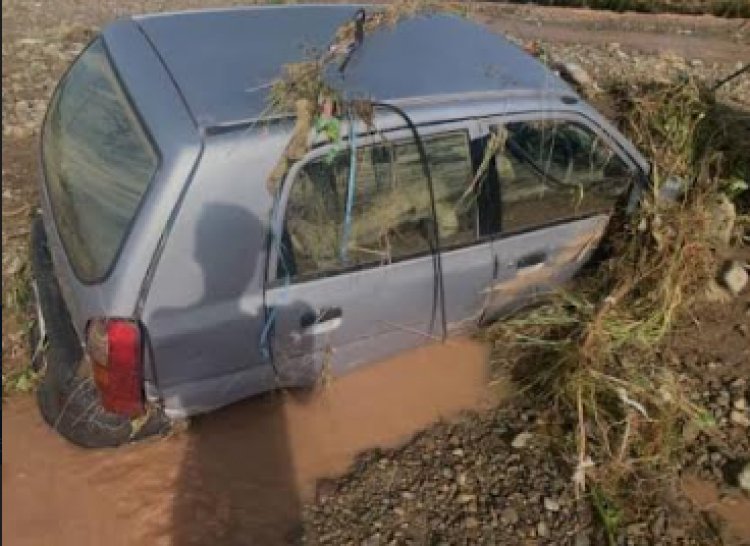 बाढ़ की चपेट में आई आल्टो कार