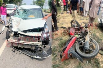Punjab : बाइक व कार की जोरदार टक्कर, दो लोगों की मौत