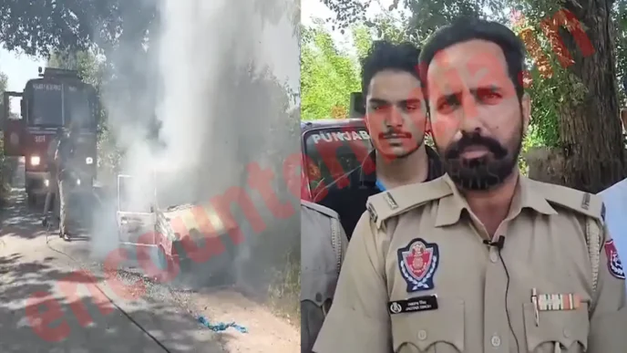 Punjab News: Maruti car को लगी आग, फायर ब्रिगेड ने मौके पर पाया काबू, देखें वीडियो