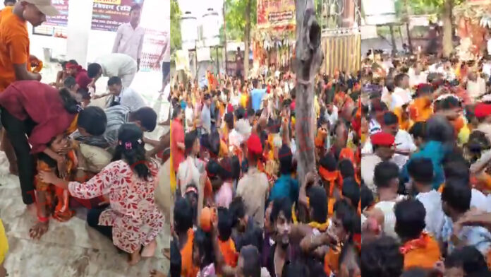 सिंहेश्वर मंदिर में भीड़ बेकाबू होने से भगदड़, कई श्रद्धालु घायल, देखें वीडियो