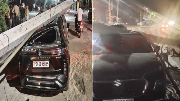 Punjab News: चलती कार पर गिरा बिजली का खंभा, बड़ा हादसा टला, देखें वीडियो