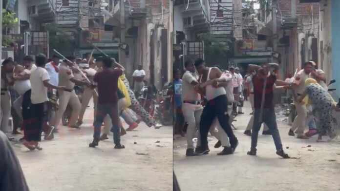 गाड़ी जब्त करने को लेकर पुलिस कर्मियों पर लाठी-डंडों से हमला, देखें वीडियो