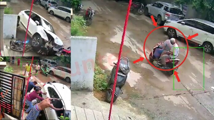 बेकाबू कार चालक का कहर, 8 वाहनों सहित 2 भाईयों को कु/चला