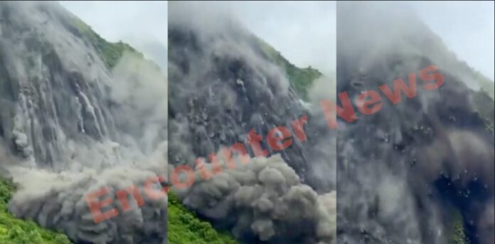 भीषण Landslide से नदी का बहाव बाधित, निचले इलाकों में अलर्ट जारी, देखें वीडियो