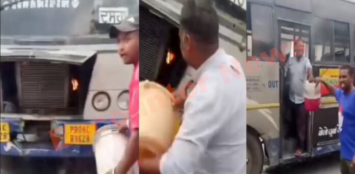 रोडवेज बस में लगी आग, मची अफरा-तफरी, देखें वीडियो