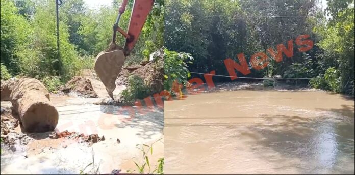 चटीविंड गांव के पास नहर में आई दरारें, इलाके में पानी घुसा, देखें वीडियो