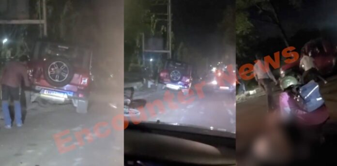 युवती ने तेज रफ्तार Thar सवार ने बाइक सवारों को मारी टक्कर, फिर बिजली के पोल से टकराई, देखें वीडियो