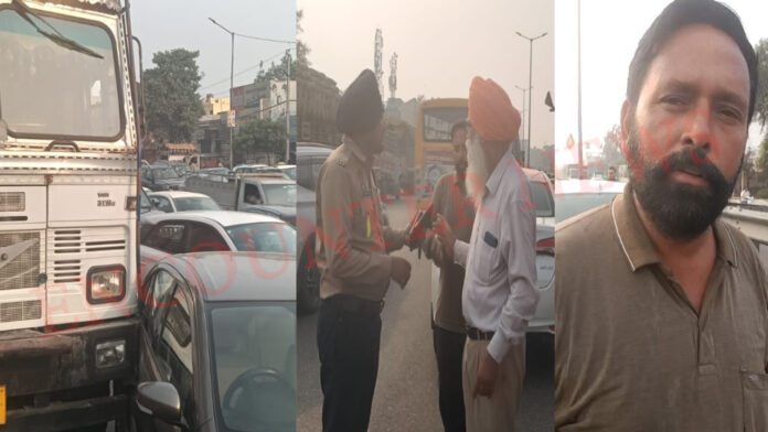 Jalandhar News: Highway पर ट्रक और कार में हुई टक्कर, लगा जाम, देखें वीडियो