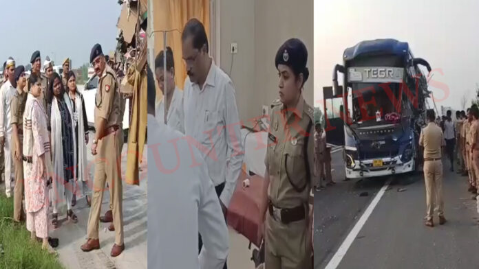 भीषण हादसाः Volvo Bus और ट्रेलर की टक्कर में 4 की मौत, देखें वीडियो