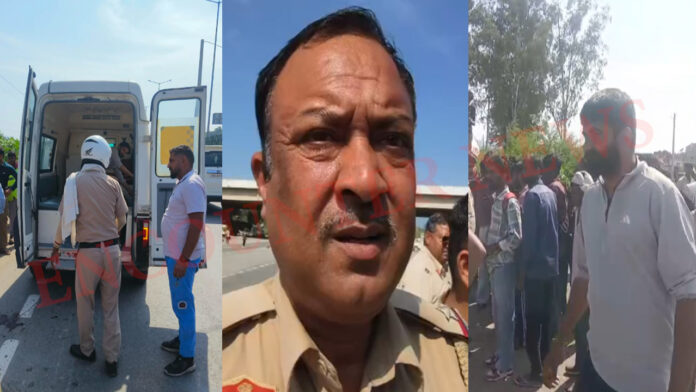 National Highway पर ट्रक की चपेट में आने से व्यक्ति की मौत, देखें वीडियो