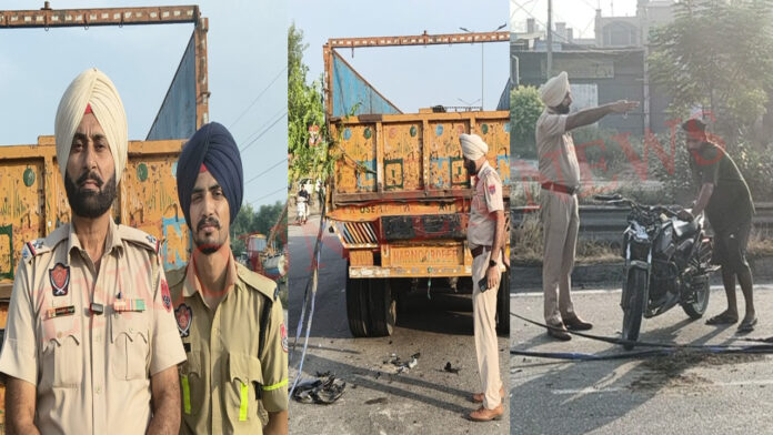 Jalandhar News: National Highway पर ट्राले और बाइक की टक्कर, नौजवान घायल, देखें वीडियो