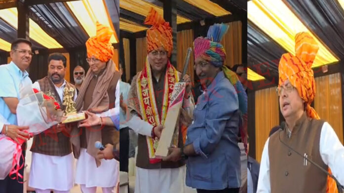 नमो क्रिकेट लीगः मुख्यमंत्री धामी ने थामा बैट, लगाए जोरदार शॉट, देखें वीडियो