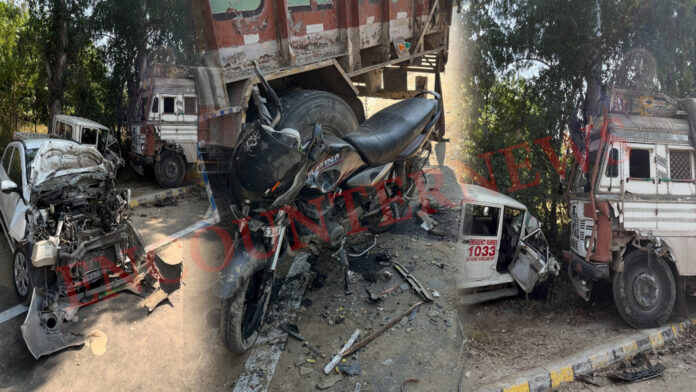 तेज रफ्तार ट्रक का कहर, 4 वाहनों को मारी टक्कर, 6 घायल, देखें वीडियो